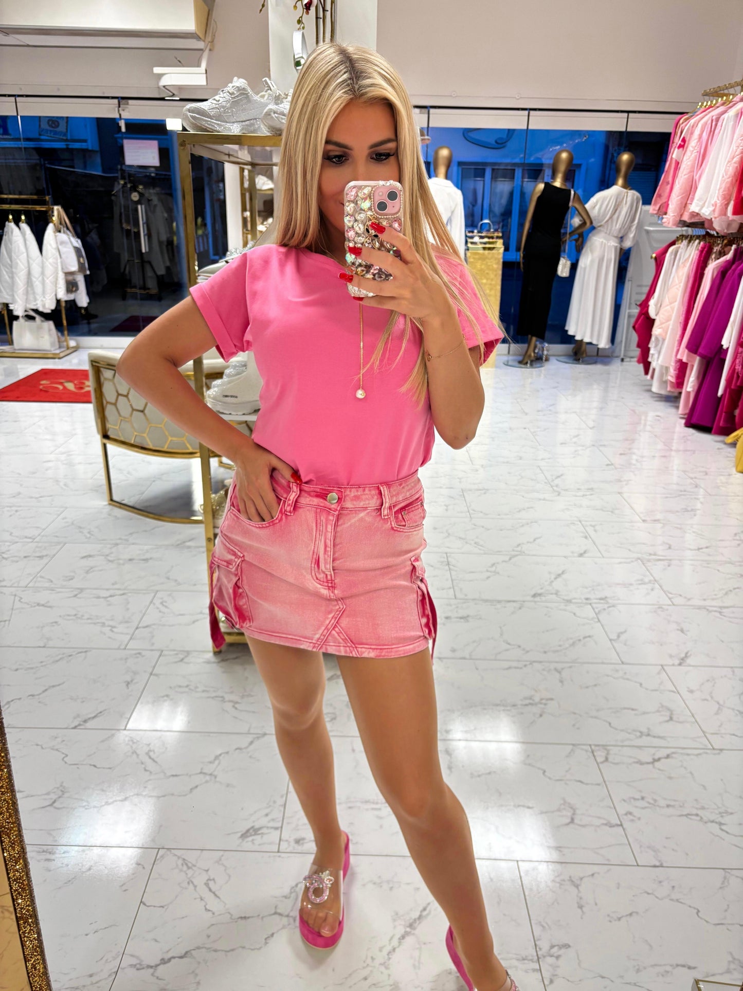Pinker Jeans Rock